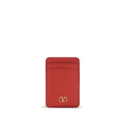 Valentino Garavani Red Calf Leather Card Holder