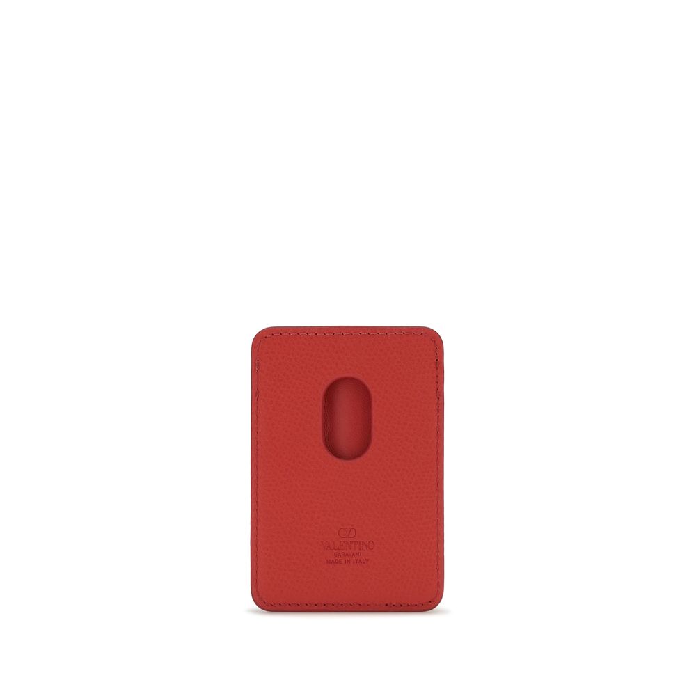 Valentino Garavani Red Calf Leather Card Holder