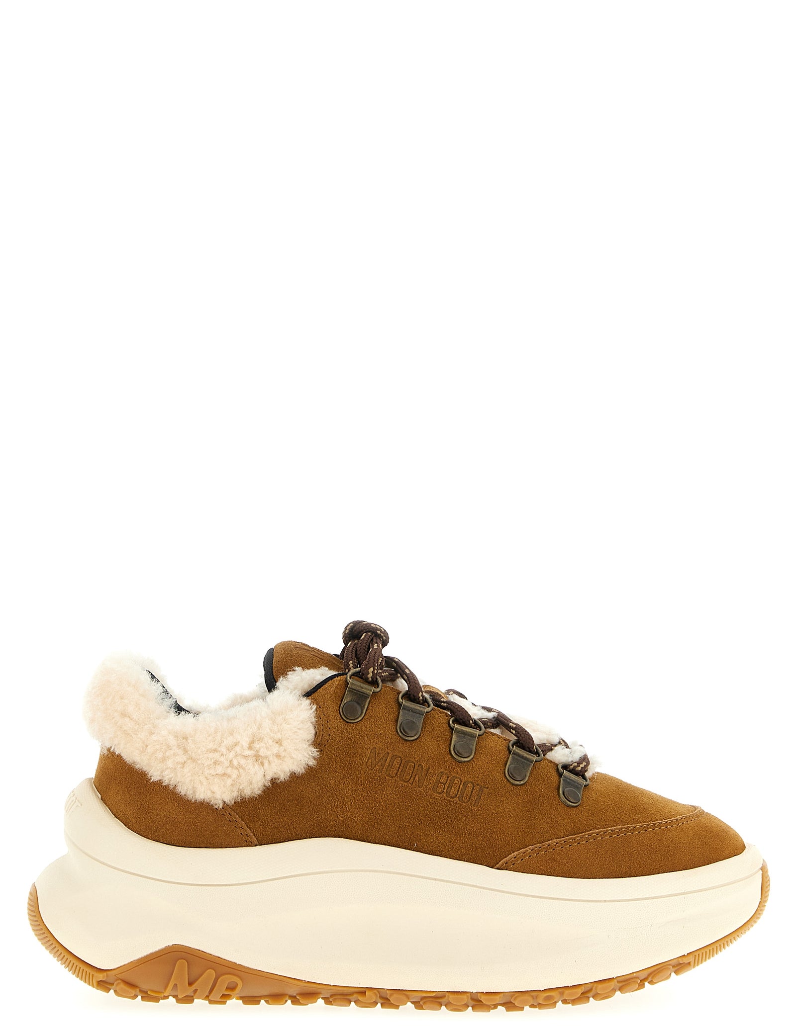Moon Boot Beige Leather Chunky Sneakers