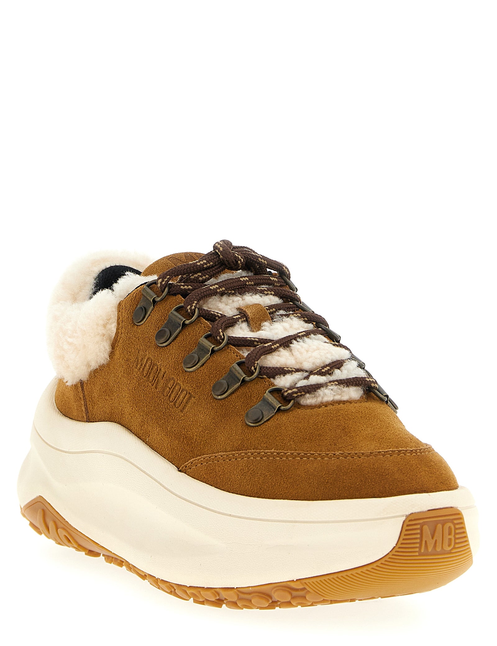 Moon Boot Beige Leather Chunky Sneakers