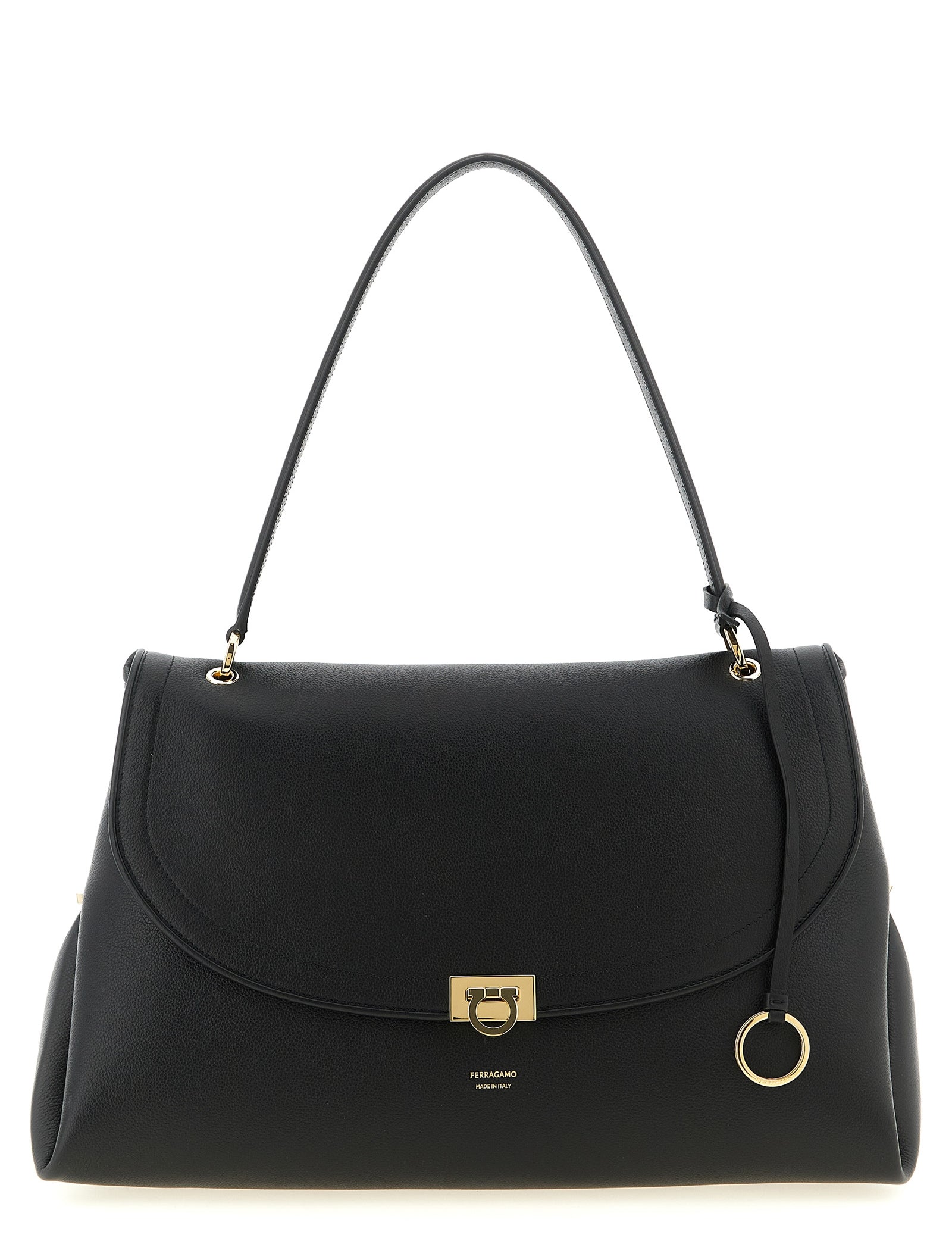 Ferragamo Black Calfskin Shoulder Bag