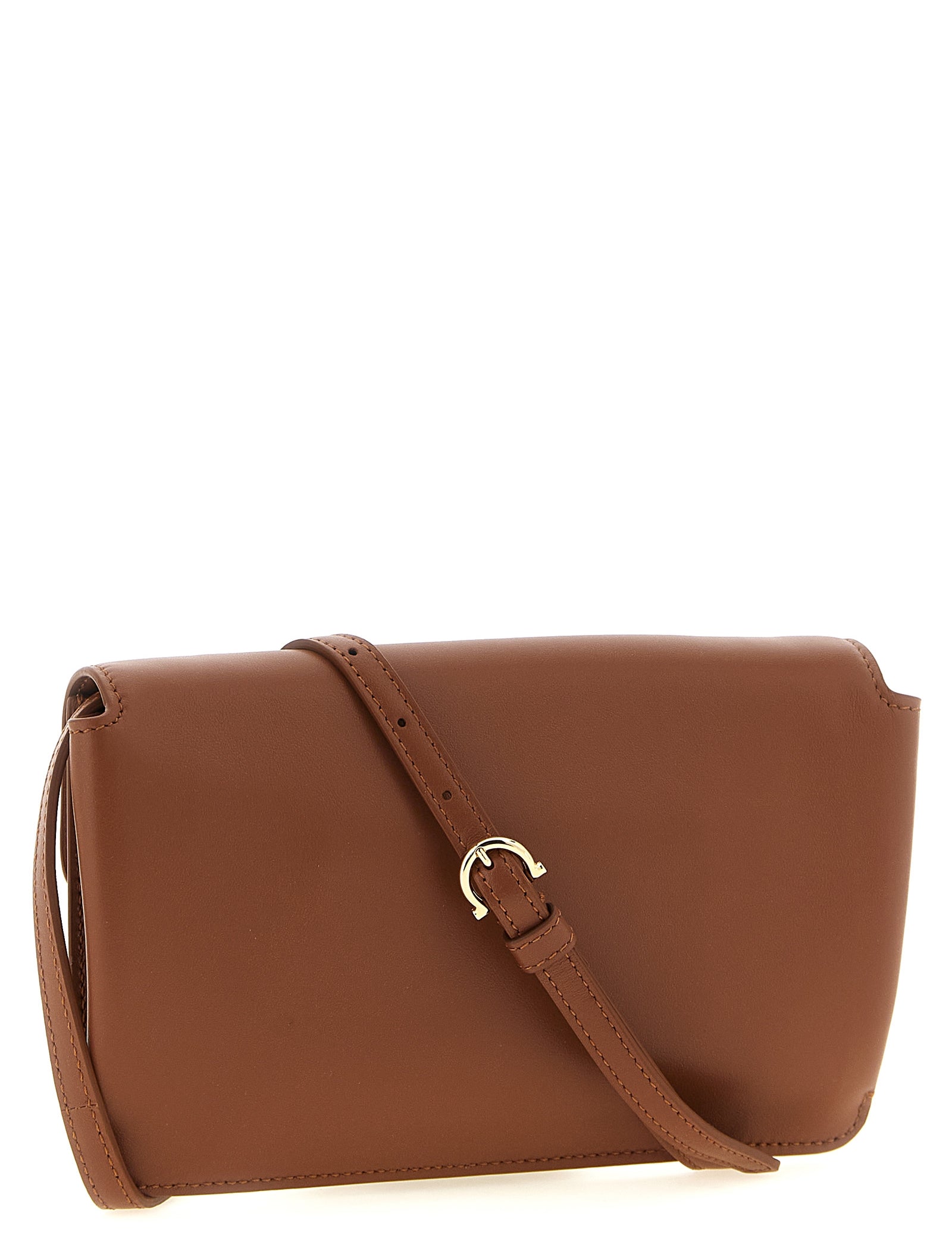 Ferragamo Brown Calfskin Clutch Bag