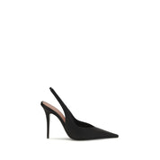 Amina Muaddi Black Satin Pumps