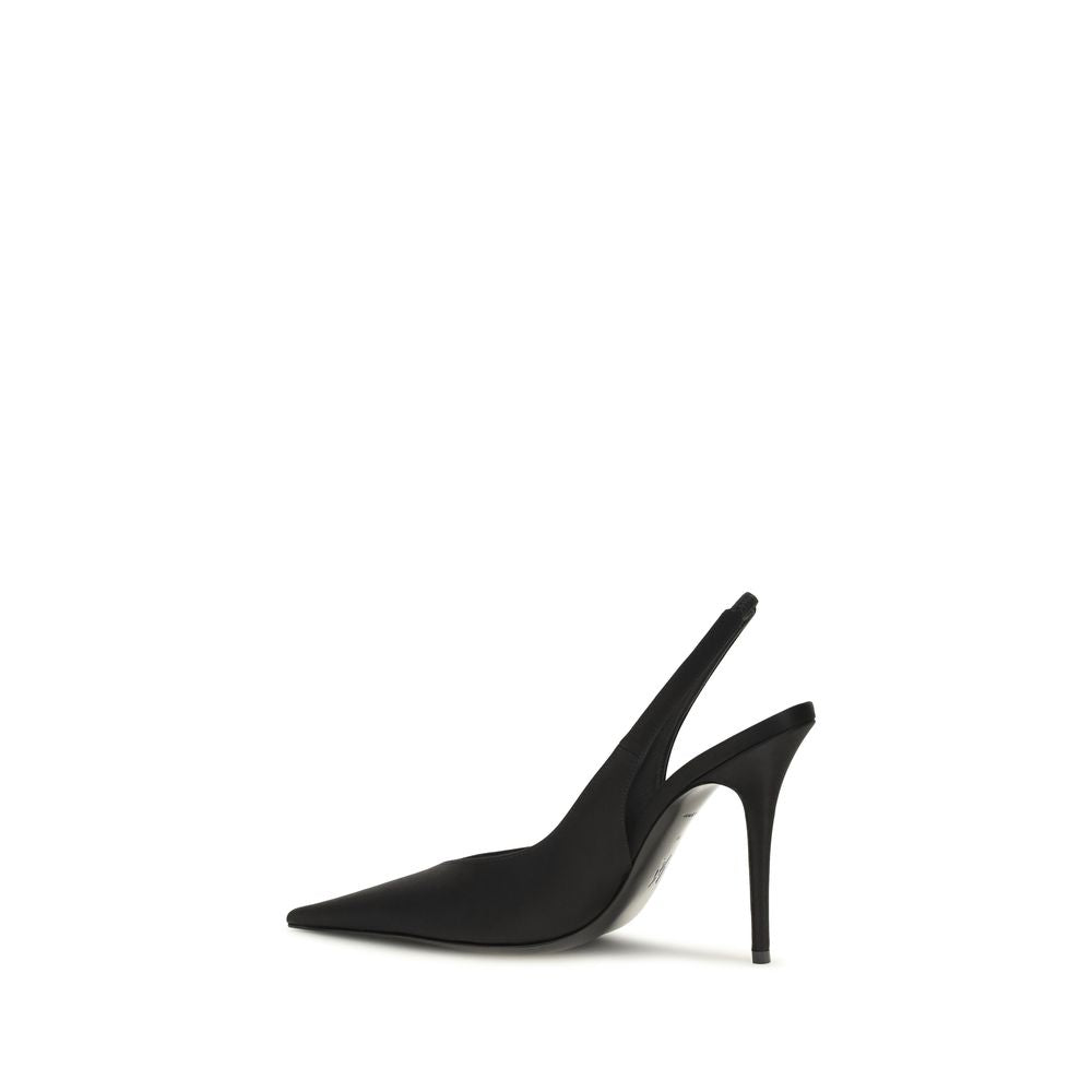 Amina Muaddi Black Satin Pumps