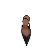 Amina Muaddi Black Satin Pumps