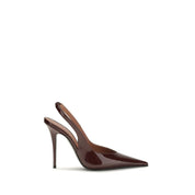 Amina Muaddi Bordeaux Patent Leather Slingback Pumps