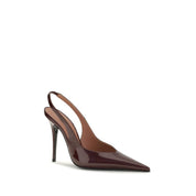 Amina Muaddi Bordeaux Patent Leather Slingback Pumps