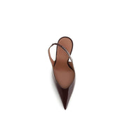 Amina Muaddi Bordeaux Patent Leather Slingback Pumps