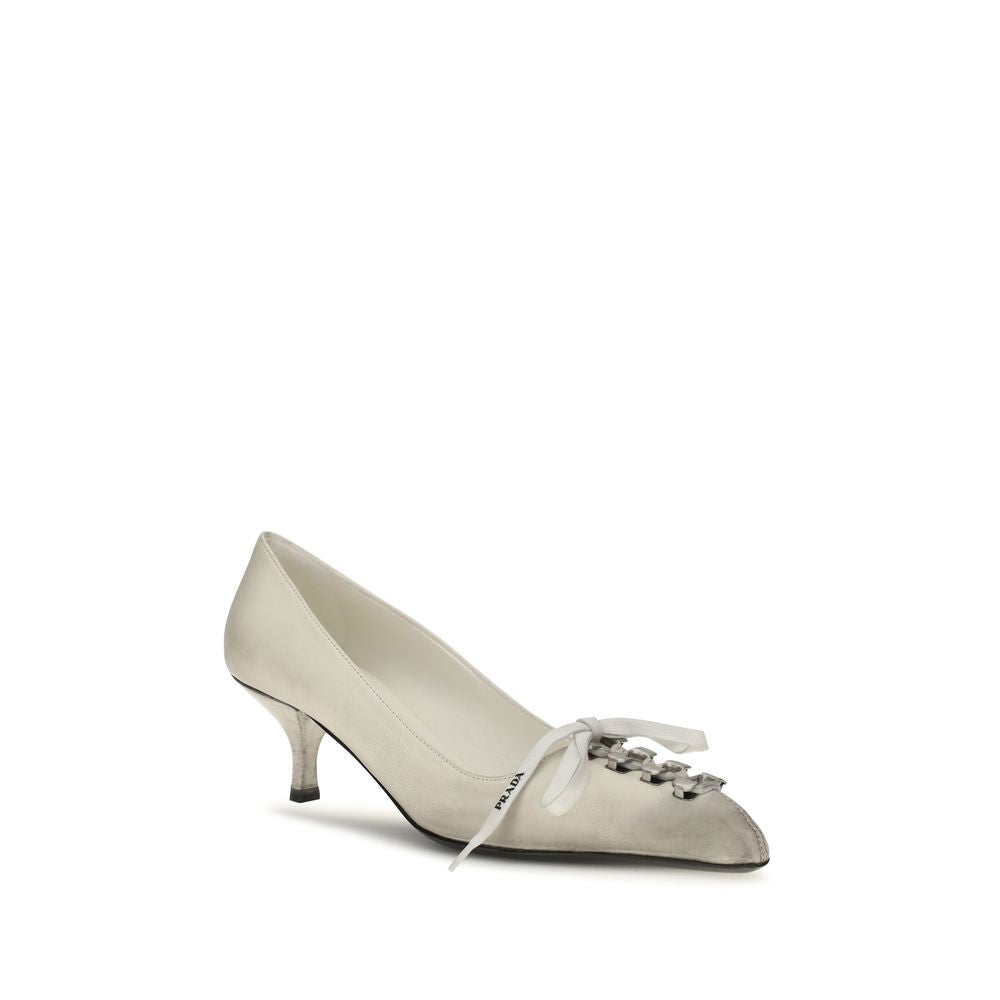 Prada White Calf Leather Pumps