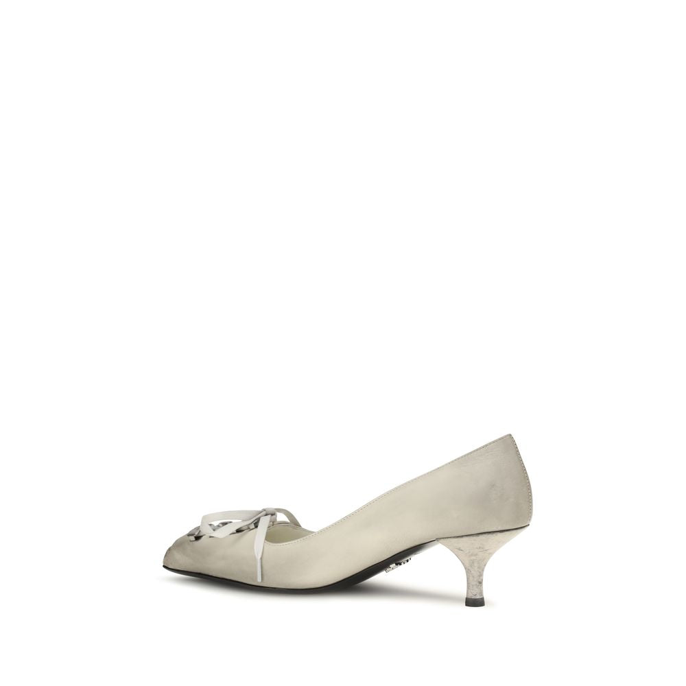 Prada White Calf Leather Pumps