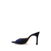Amina Muaddi Blue Velvet Stiletto Heel Sandals