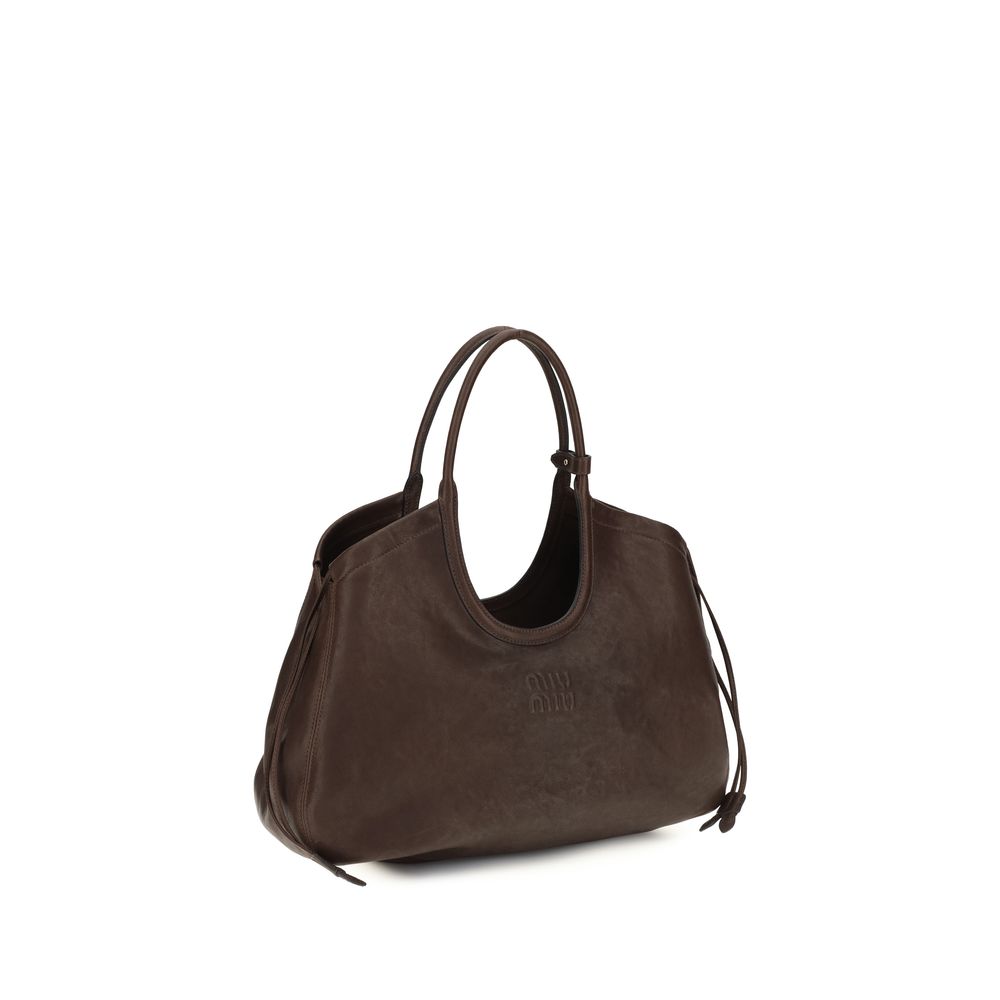 Miu Miu Brown Lambskin Shopping Bag