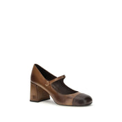 Miu Miu Brown Calf Leather Ballet Flats