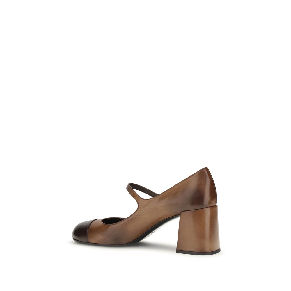 Miu Miu Brown Calf Leather Ballet Flats