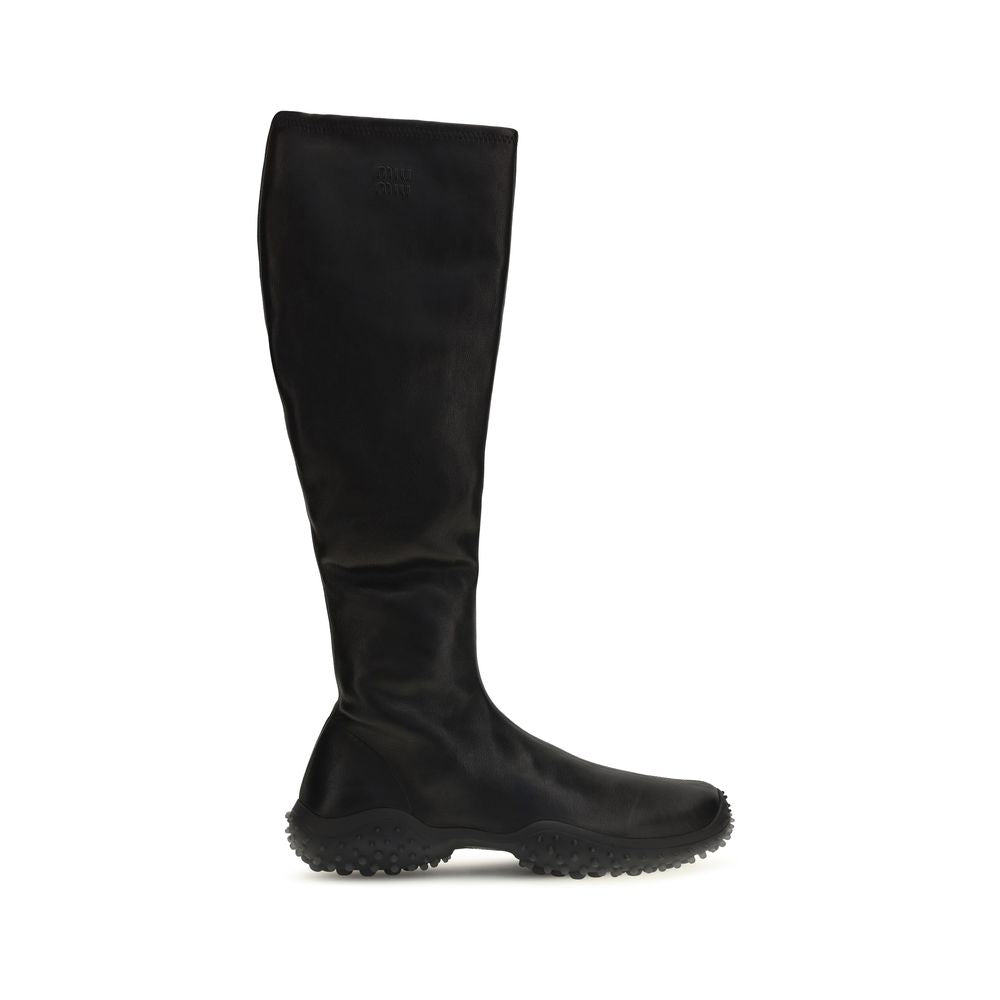 Miu Miu Black Lambskin Ankle Boots