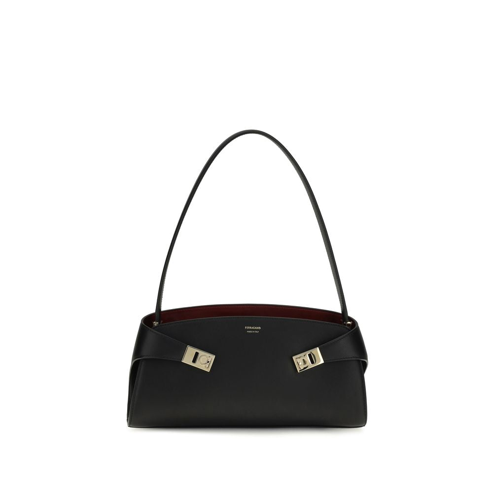 Ferragamo Black Calf Leather Shoulder Bag