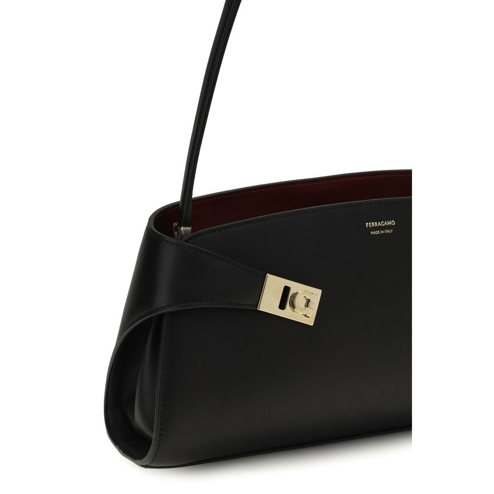 Ferragamo Black Calf Leather Shoulder Bag