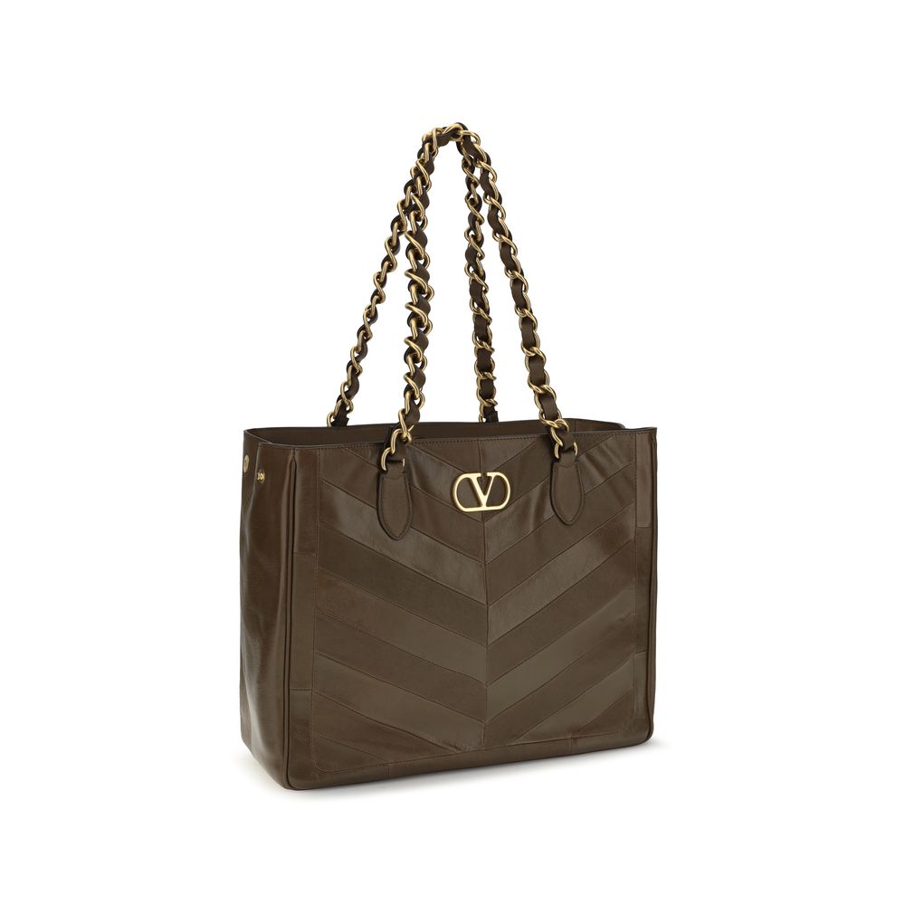Valentino Garavani Brown Calf Leather Shoulder Bag