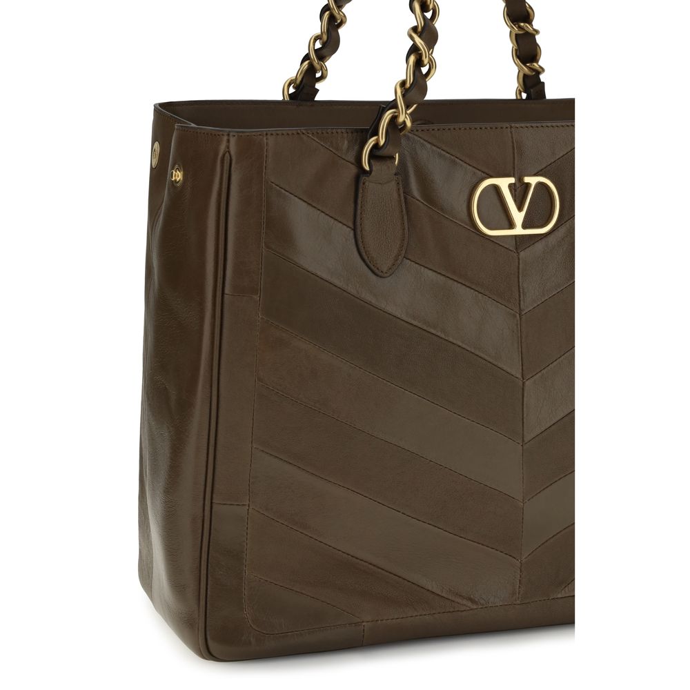Valentino Garavani Brown Calf Leather Shoulder Bag