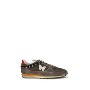 Valentino Garavani Brown Suede Nylon Low-Top Sneakers