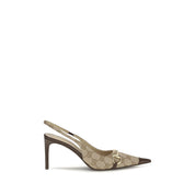 Gucci Beige Fabric Slingback Pumps
