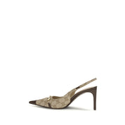 Gucci Beige Fabric Slingback Pumps