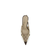 Gucci Beige Fabric Slingback Pumps