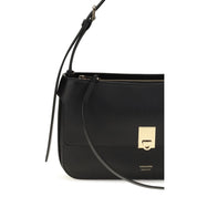 Ferragamo Black Calf Leather Shoulder Bag