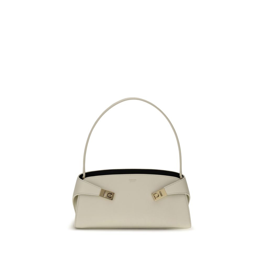Ferragamo Beige Calf Leather Shoulder Bag