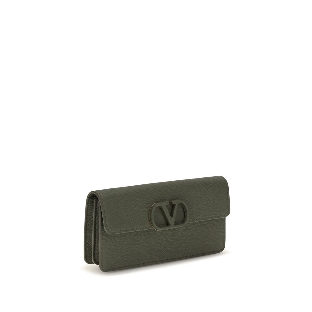 Valentino Garavani Bicolor Calf Leather Chain Wallet