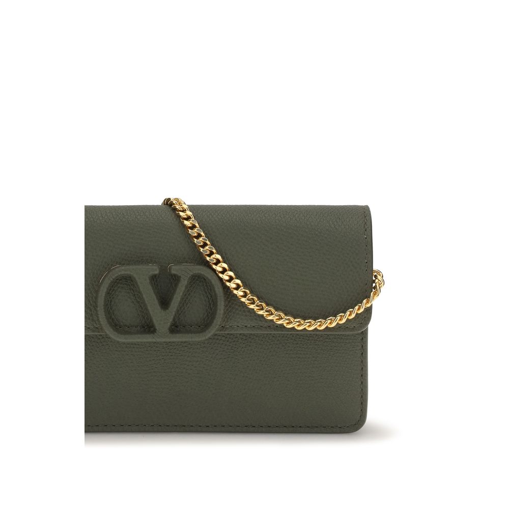 Valentino Garavani Bicolor Calf Leather Chain Wallet
