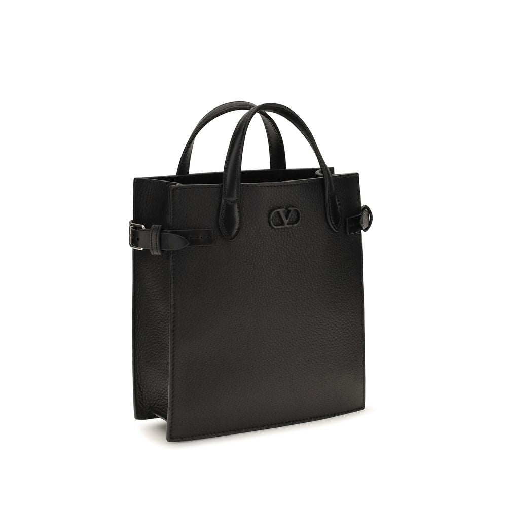 Valentino Garavani Black Calf Leather Shoulder Bag