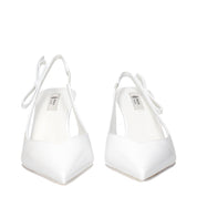 Prada White Leather High Heel Pumps