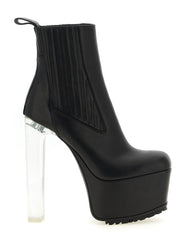 Rick Owens Black Calfskin Ankle Boots