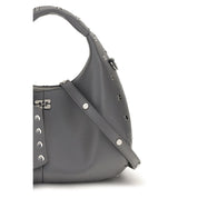 Ganni Gray Leather Shoulder Bag