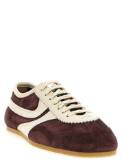 Dries Van Noten Bordeaux Calfskin Low Top Sneakers