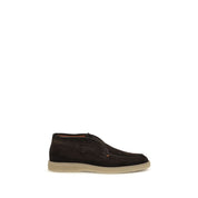 Santoni Brown Suede Slip-On Loafers