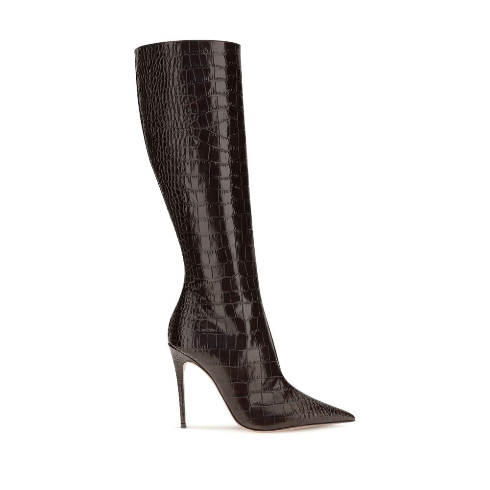 Paris Texas Ebony Calf Leather High Heel Boots