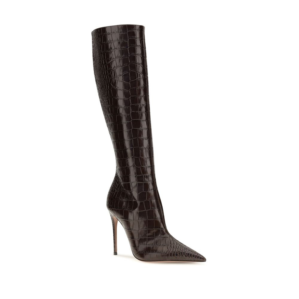Paris Texas Ebony Calf Leather High Heel Boots