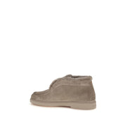 Santoni Beige Faux Fur Suede Ankle Boots