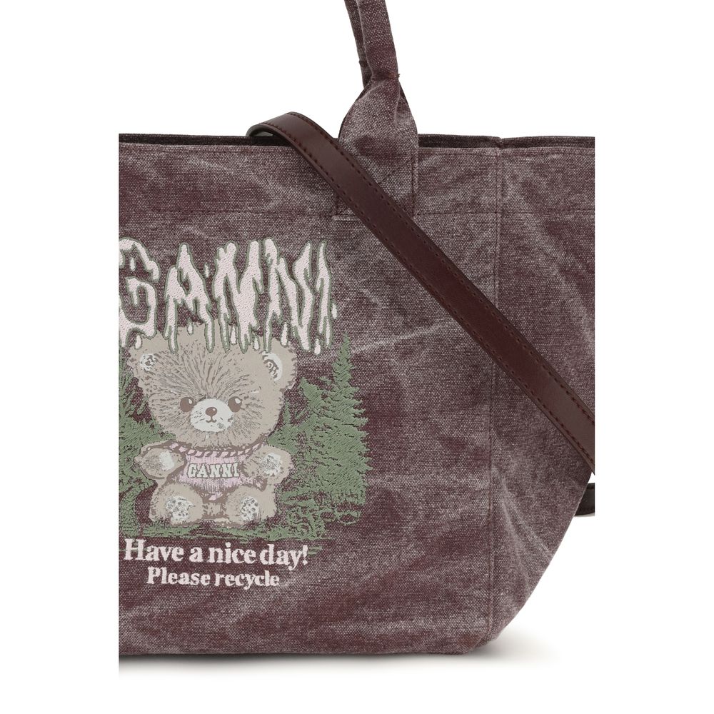 Ganni Bordeaux Cotton Shoulder Bag