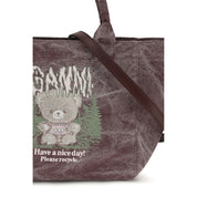 Ganni Bordeaux Cotton Shoulder Bag