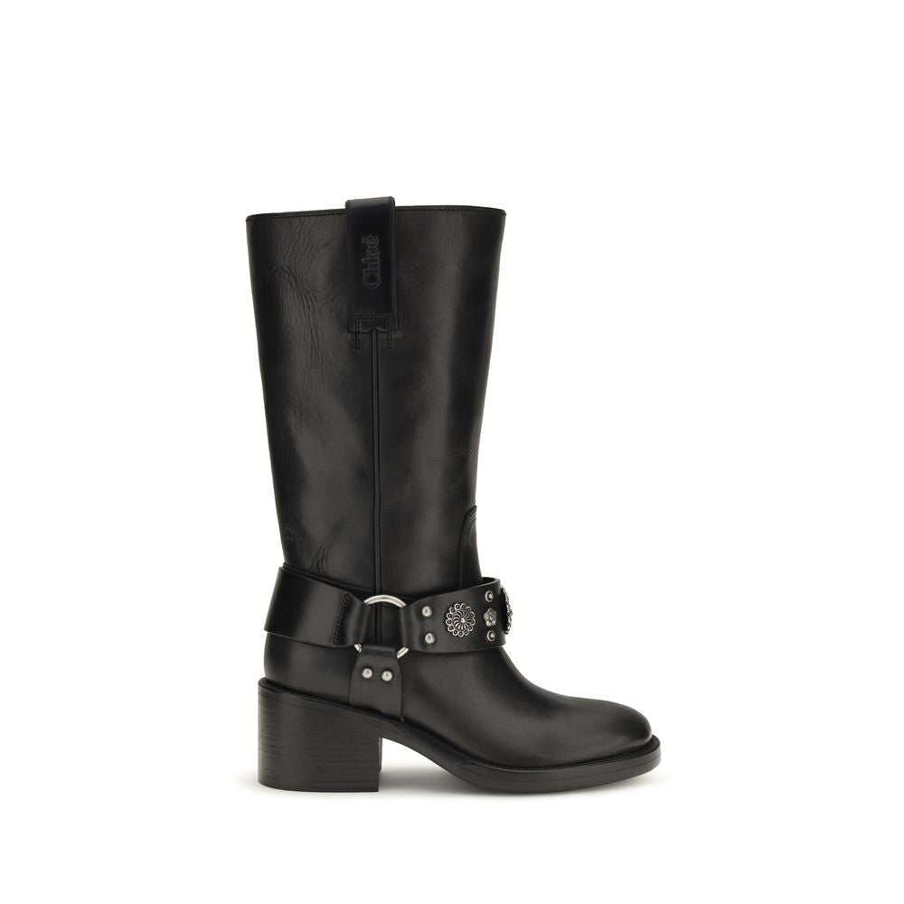 Chloé Black Calf Leather Knee-high Boots