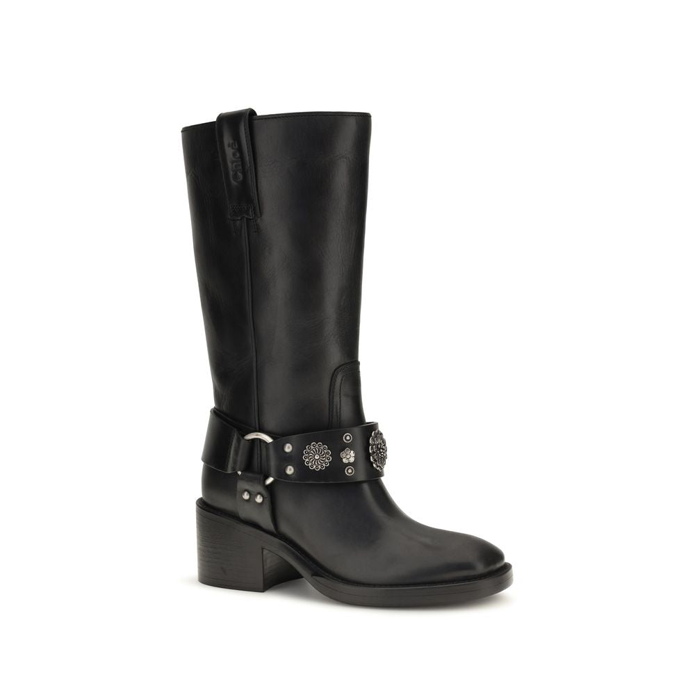 Chloé Black Calf Leather Knee-high Boots