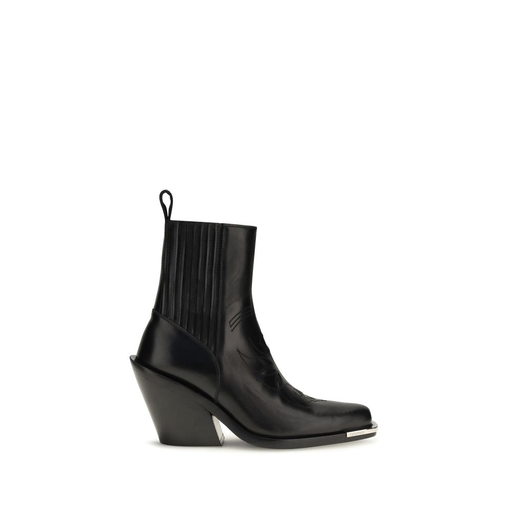 Rabanne Black Calf Leather Ankle Boots