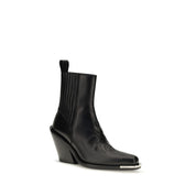 Rabanne Black Calf Leather Ankle Boots