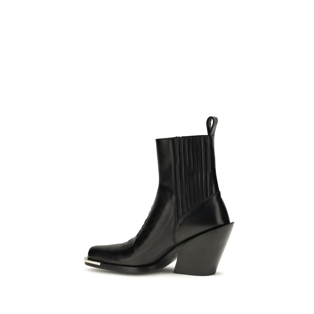 Rabanne Black Calf Leather Ankle Boots