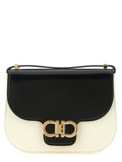Ferragamo Black/White Calfskin Crossbody Bag