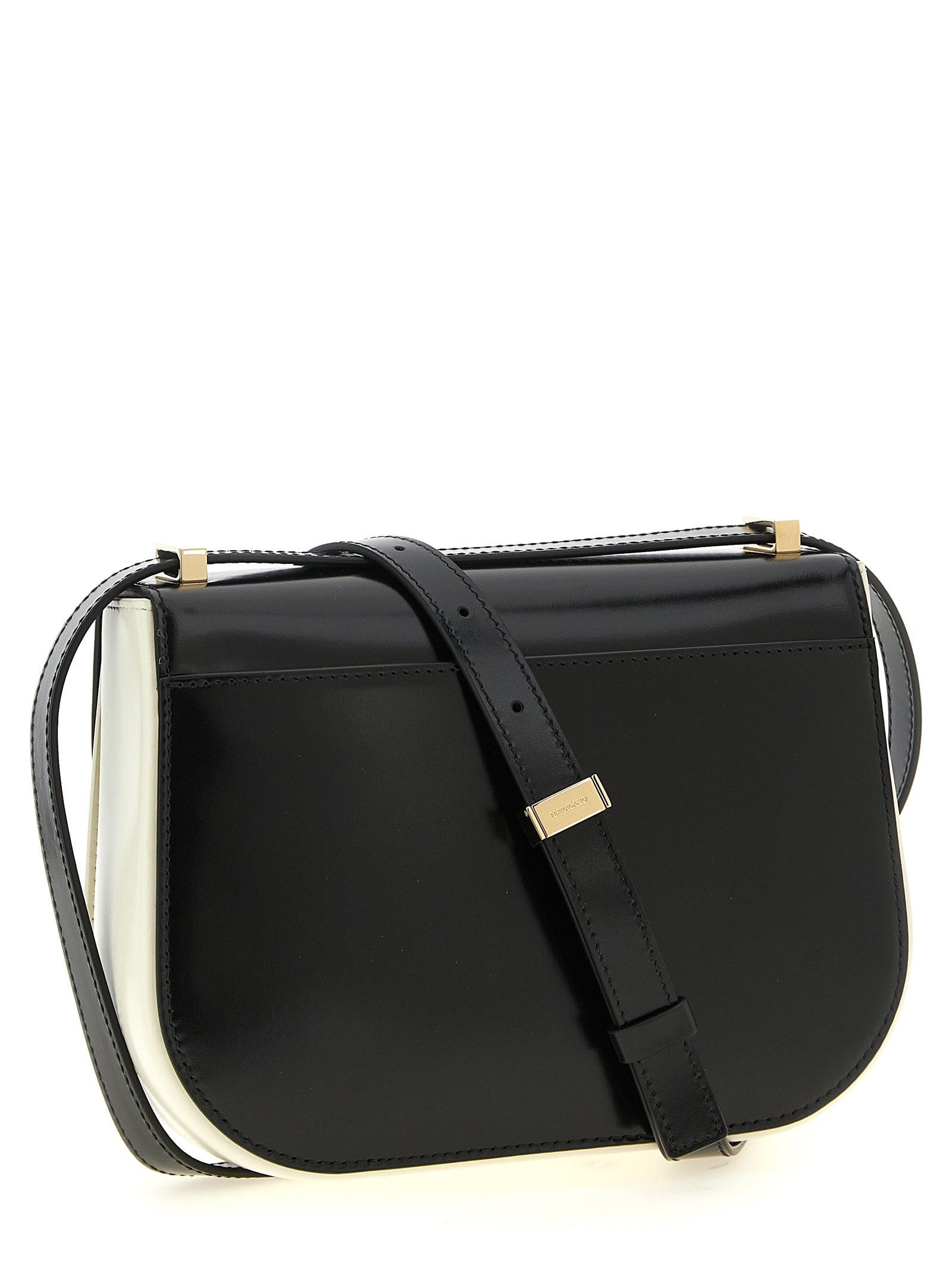 Ferragamo Black/White Calfskin Crossbody Bag