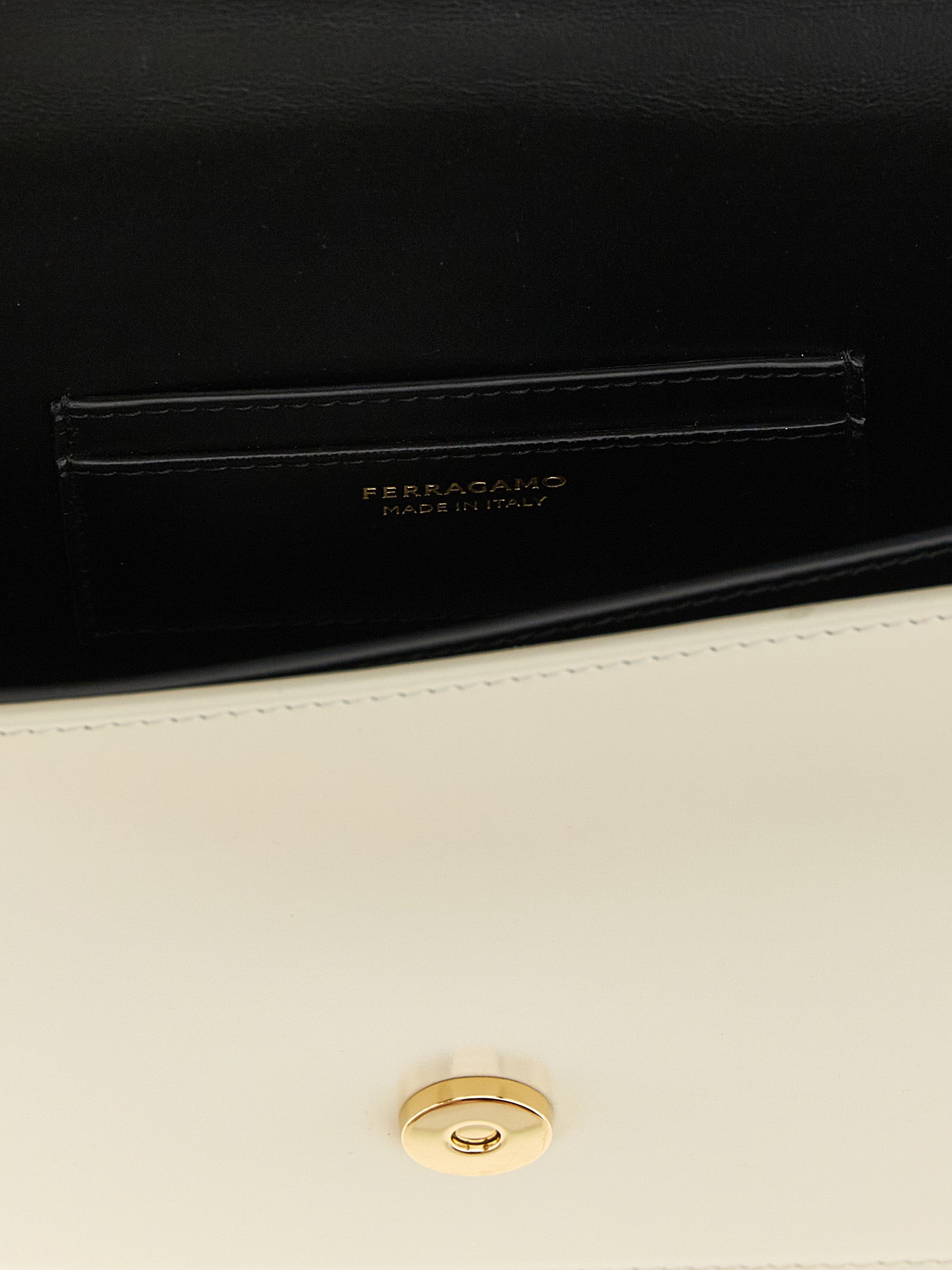 Ferragamo Black/White Calfskin Crossbody Bag